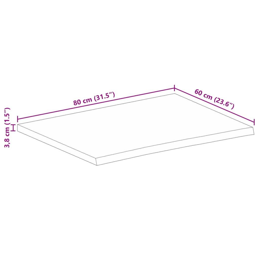 vidaXL galda virsma, 80x60x3,8 cm, mango masīvkoks