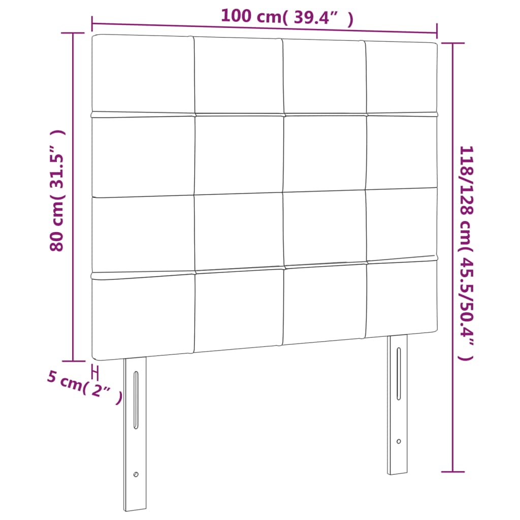 vidaXL gultas galvgalis ar LED, 100x5x118/128 cm, tumši zils samts