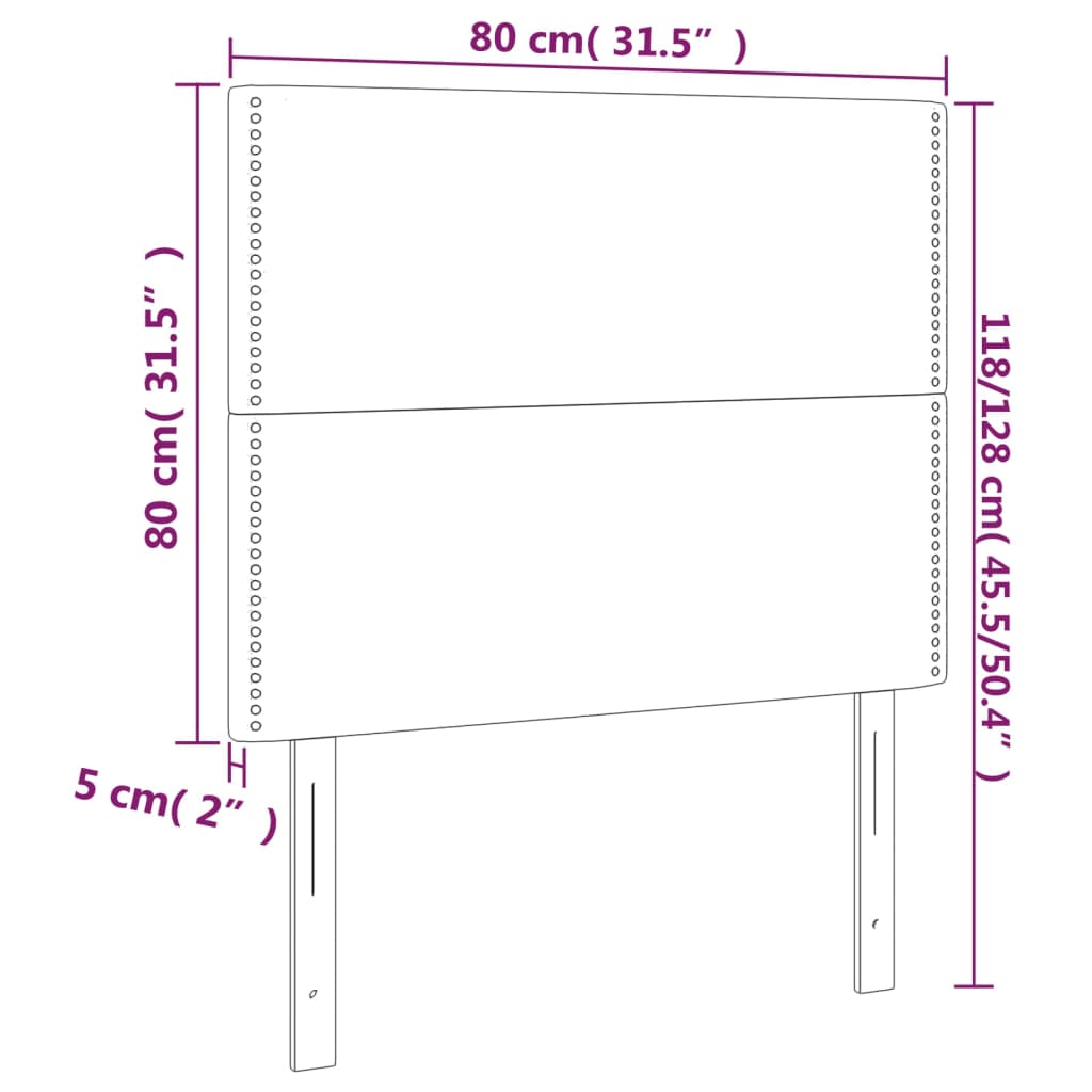 vidaXL gultas galvgaļi, 2 gab., 80x5x78/88 cm, tumši zils samts