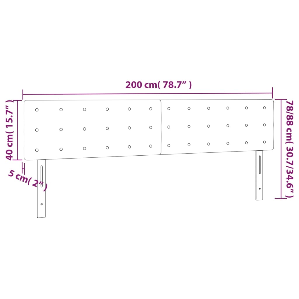 vidaXL gultas galvgaļi, 2 gab., 100x5x78/88 cm, pelēkbrūns audums