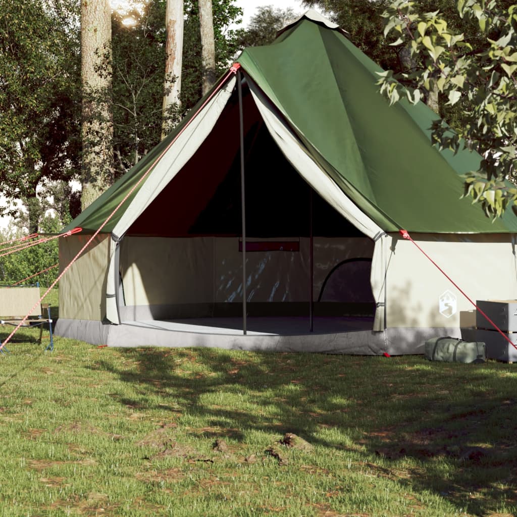 vidaXL ģimenes telts, tipi, 10 personām, zaļa, ūdensnecaurlaidīga