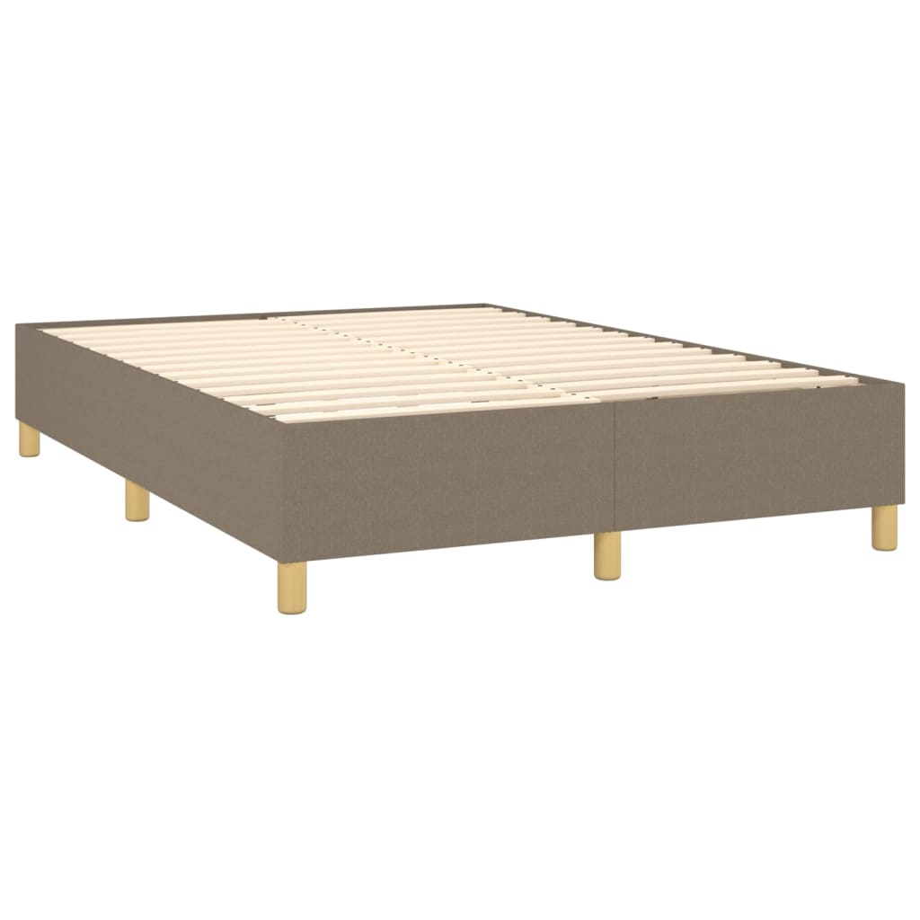 vidaXL atsperu gulta ar matraci, pelēkbrūns audums, 140x190 cm
