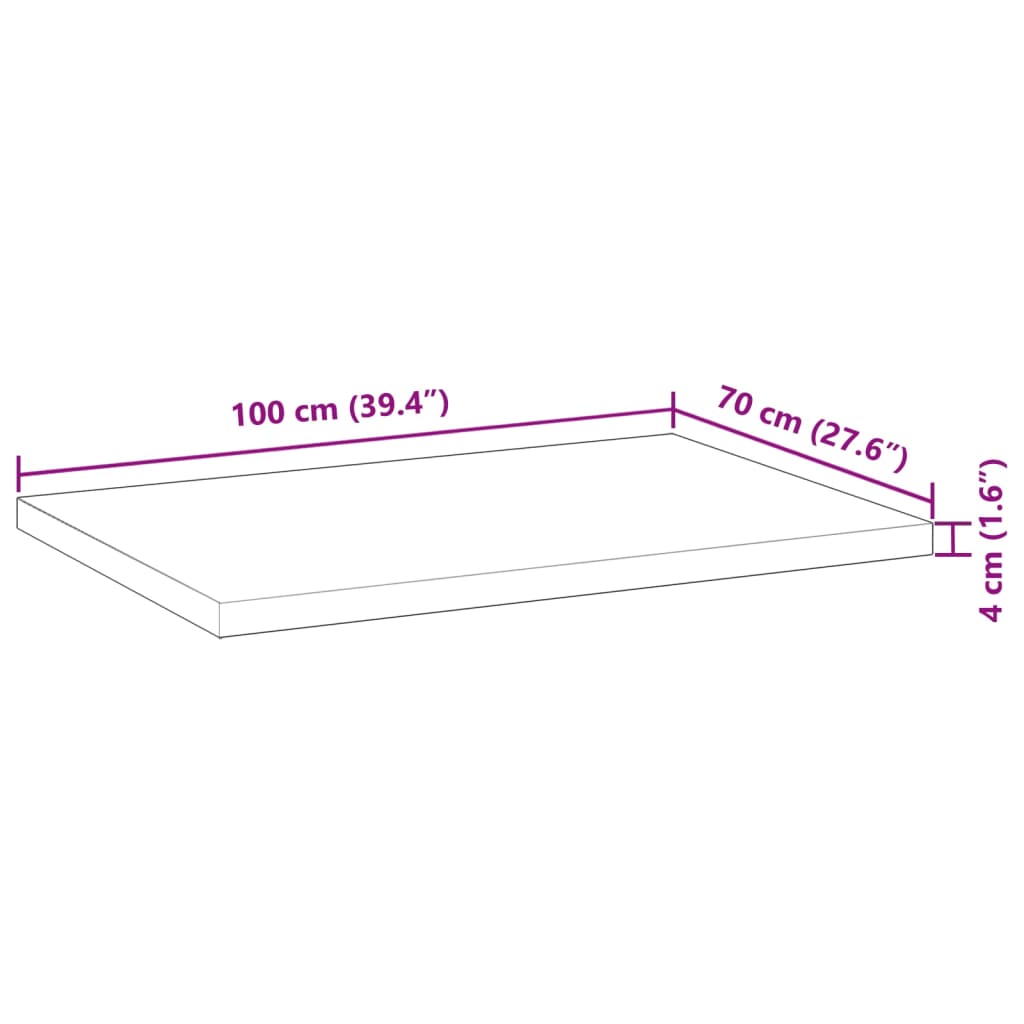 vidaXL galda virsma, 100x70x4 cm, neapstrādāts akācijas masīvkoks