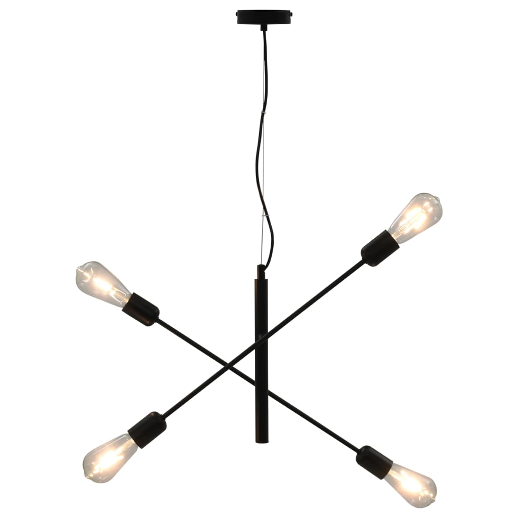 vidaXL griestu lampa ar kvēlspuldzēm, 2 W, E27, melna