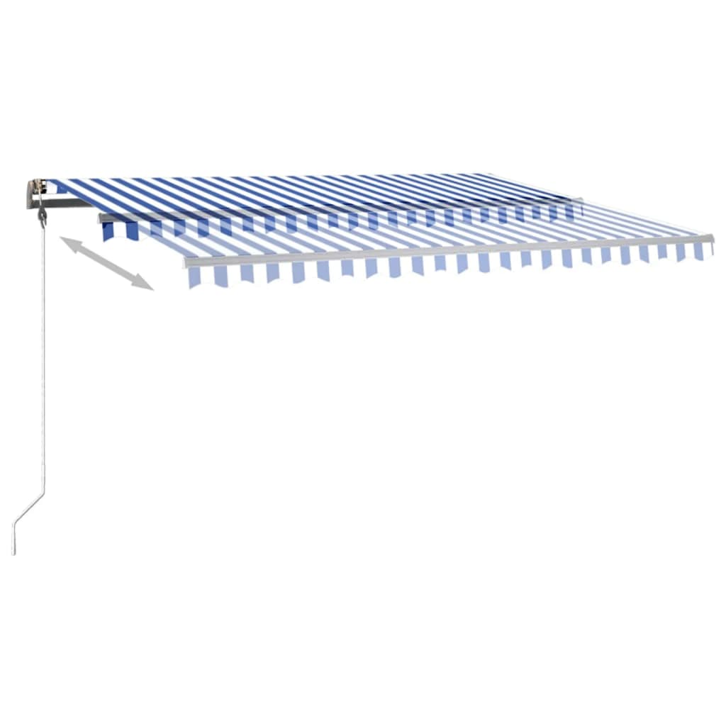 vidaXL izvelkama markīze ar LED, 400x350 cm, manuāla, zila un balta