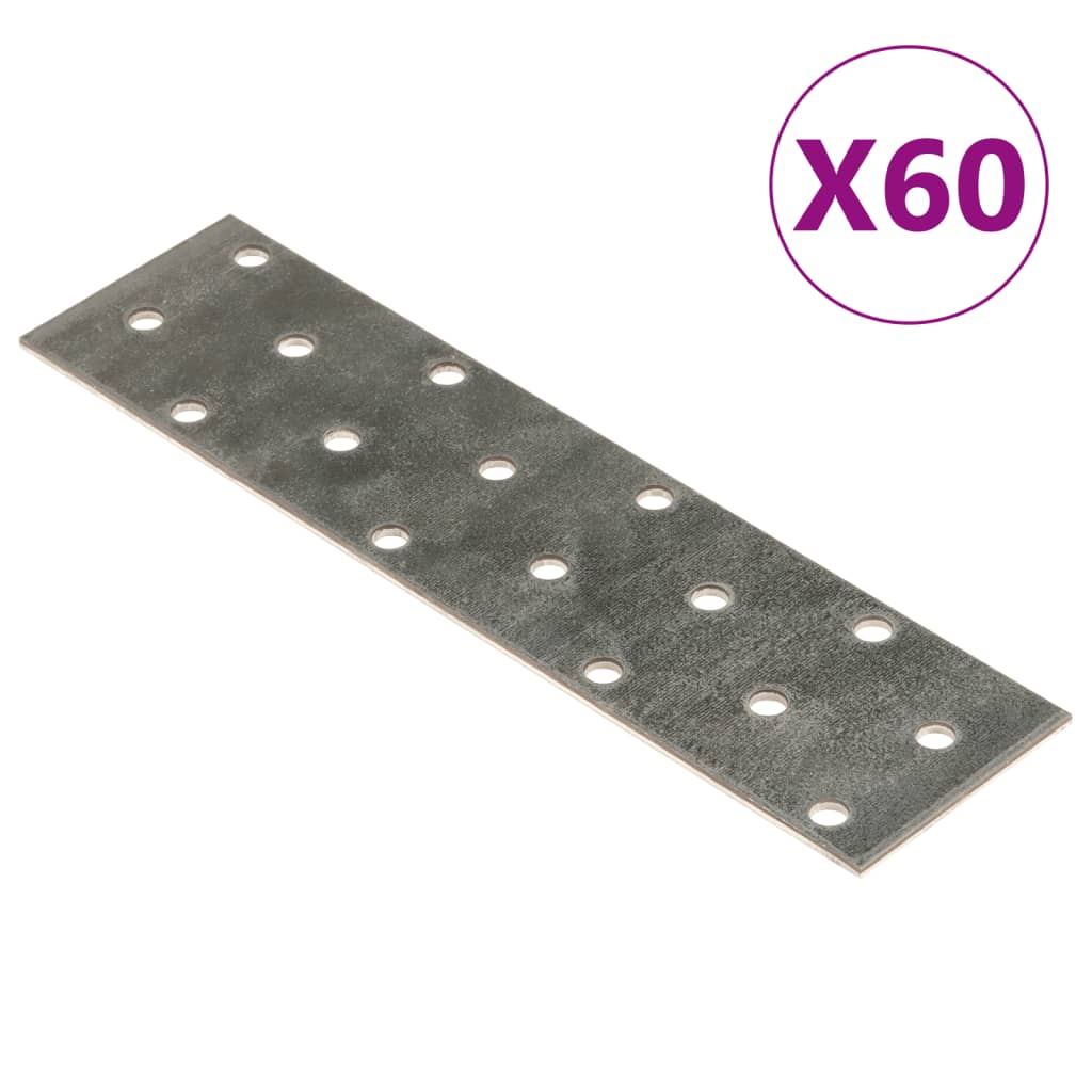 vidaXL perforētas plāksnes, 60 gab., 2 mm, 160x40 mm, cinkots tērauds
