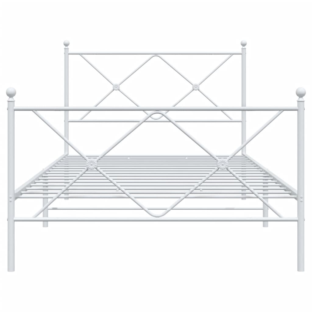 vidaXL gultas rāmis ar galvgali un kājgali, balts metāls, 100x200 cm