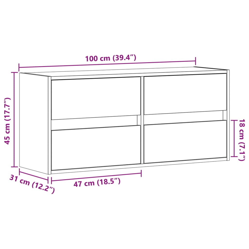 vidaXL TV sienas skapītis ar LED lampiņām, koka krāsa, 100x31x45 cm