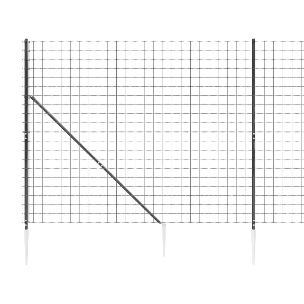 vidaXL stiepļu žogs ar zemes mietiņiem, antracītpelēks, 1,8x25 m