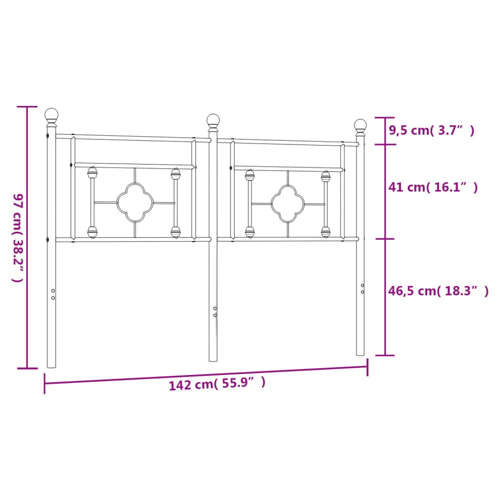 vidaXL gultas galvgalis, balts, 135 cm