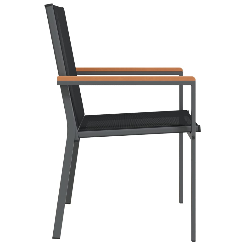 vidaXL dārza krēsli, 6 gab., 55x61,5x90 cm, tekstilēns, tērauds, melni