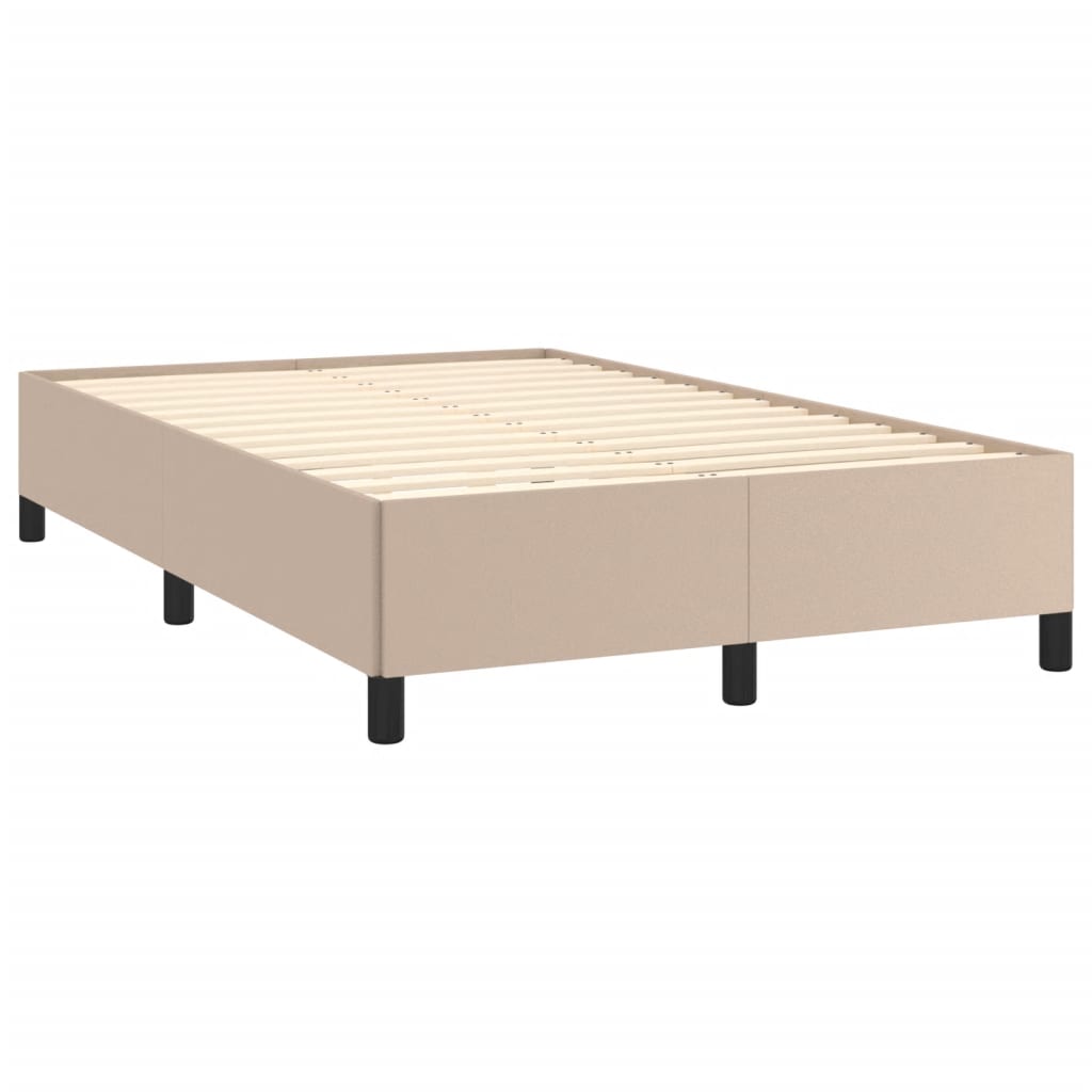 vidaXL atsperu gulta ar matraci, kapučīno, 120x190 cm, mākslīgā āda