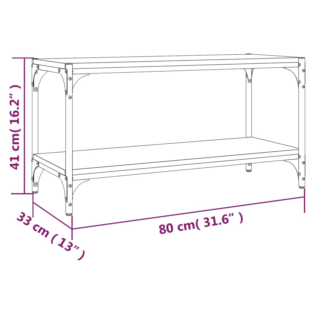 vidaXL TV galdiņš, melns, 80x33x41 cm, inženierijas koks