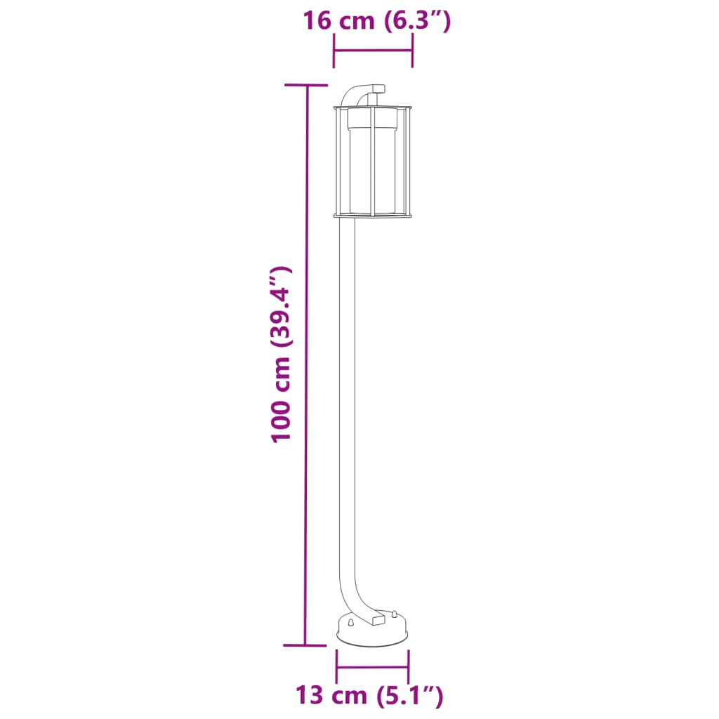 vidaXL āra zemes lampas, 3 gb., melnas, 100 cm, nerūsējošs tērauds