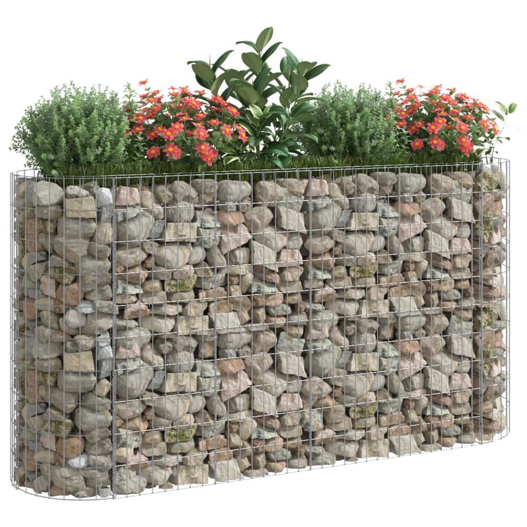 vidaXL gabions, augstā puķu kaste, cinkota dzelzs, 190x50x100 cm