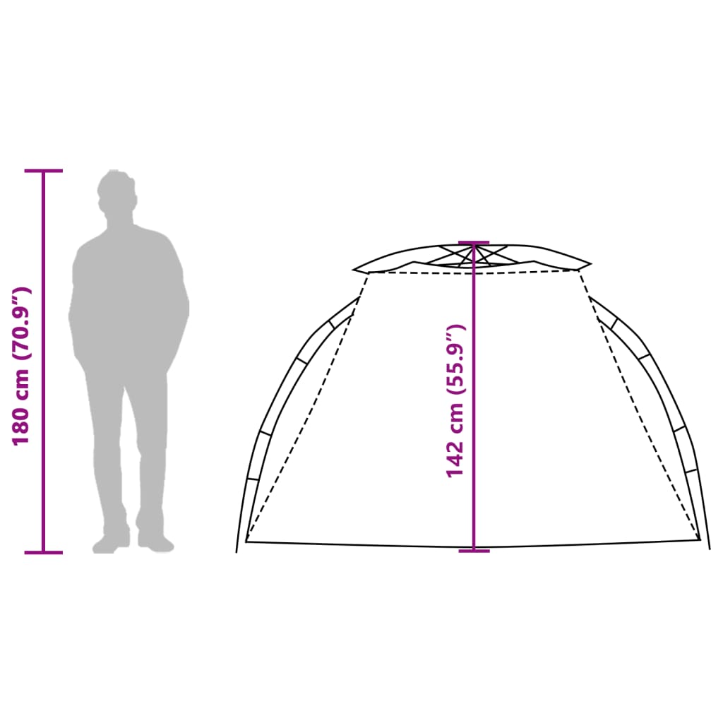 vidaXL pludmales telts 2 personām, pelēka, ūdensnecaurlaidīga