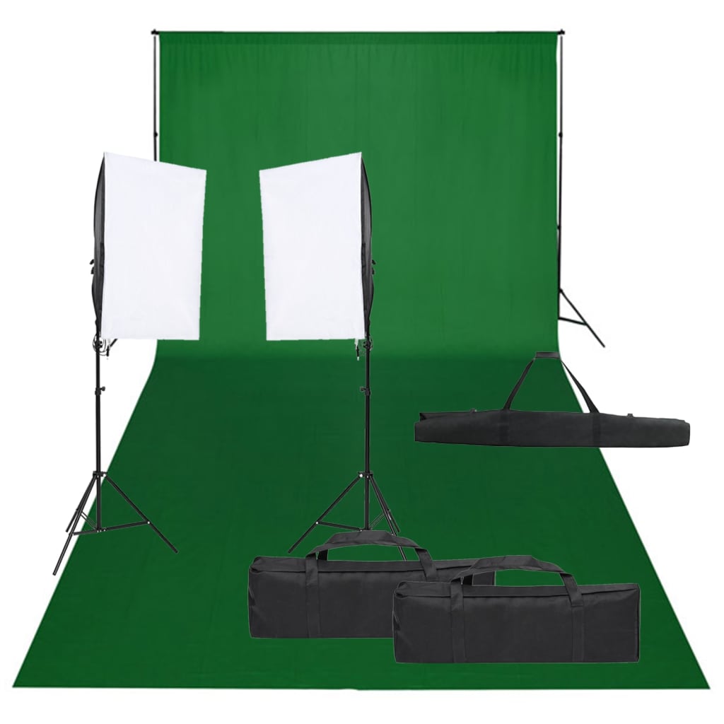 vidaXL fotostudijas komplekts, gaismas un fons