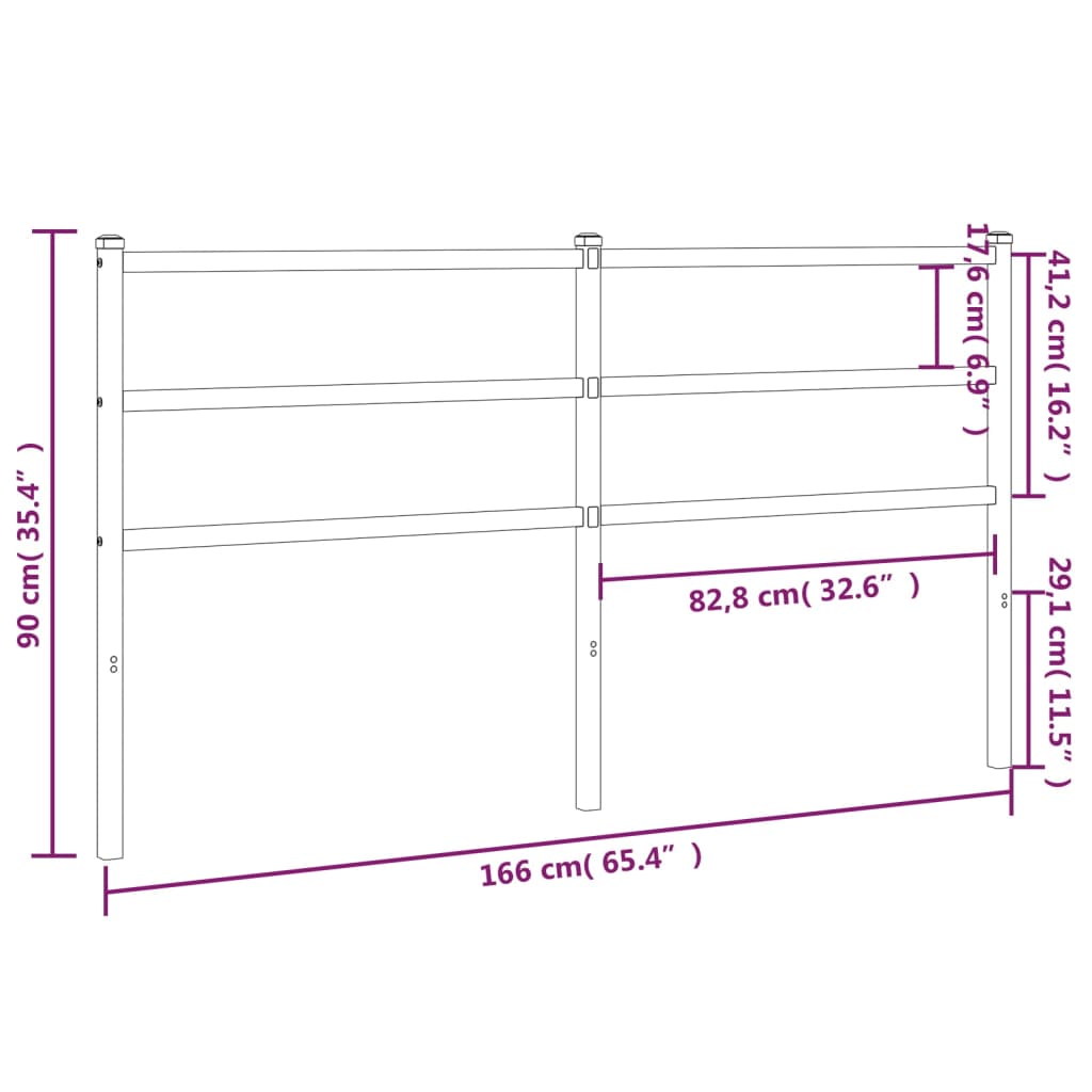 vidaXL gultas galvgalis, metāls, melns, 160 cm