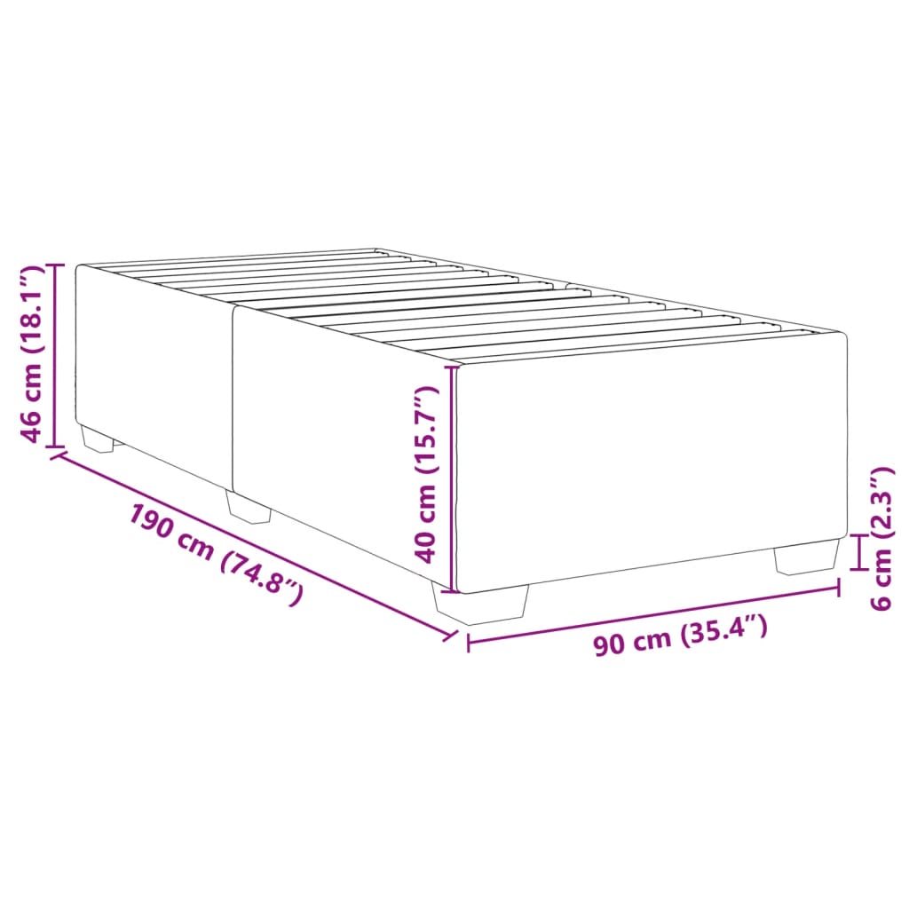 vidaXL gultas rāmis, melns, 90x190 cm, audums