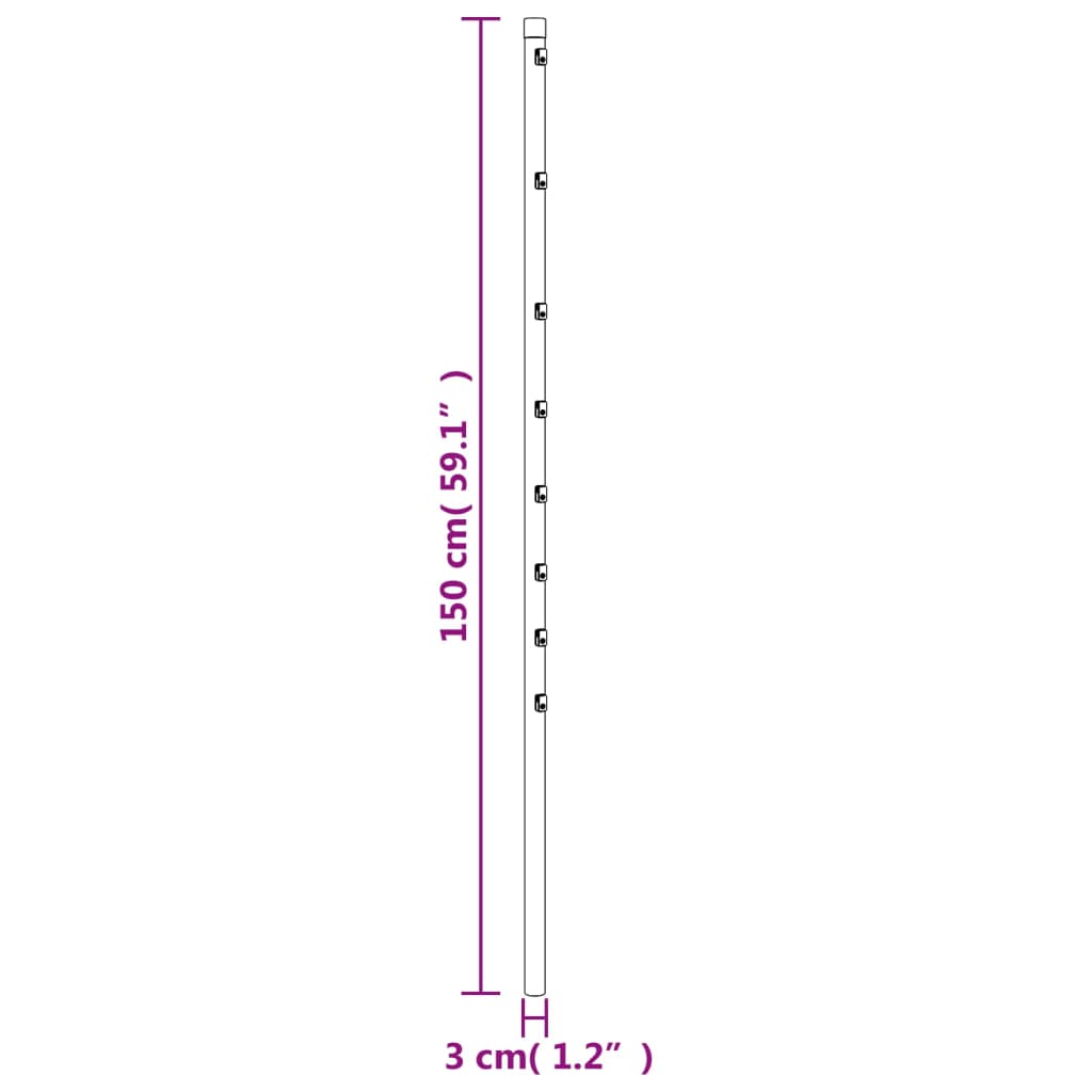 vidaXL žoga stabi, 15 gab., sudrabaini, 150 cm, cinkots tērauds