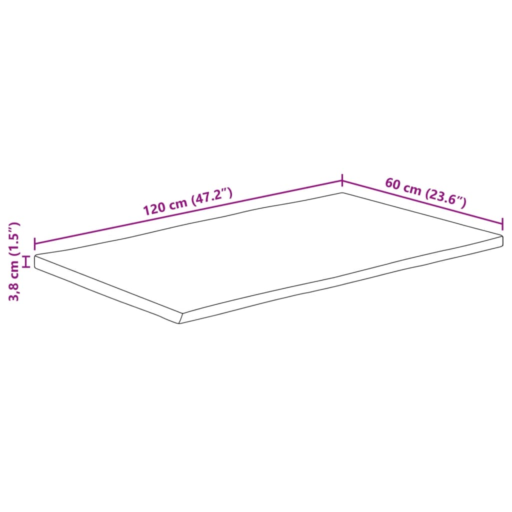 vidaXL galda virsma, 120x60x3,8 cm, mango masīvkoks