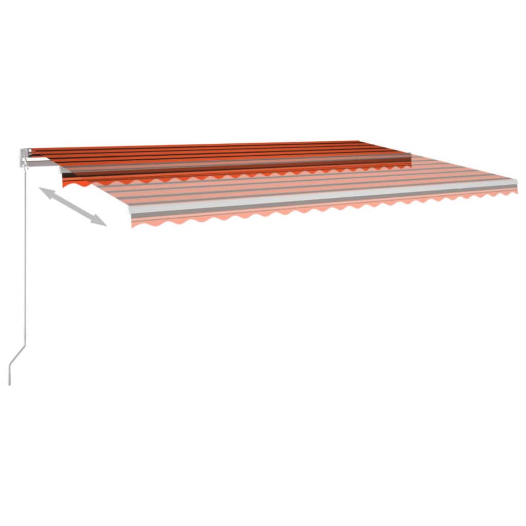 vidaXL izvelkama markīze ar LED, manuāla, 500x300 cm, oranža un brūna