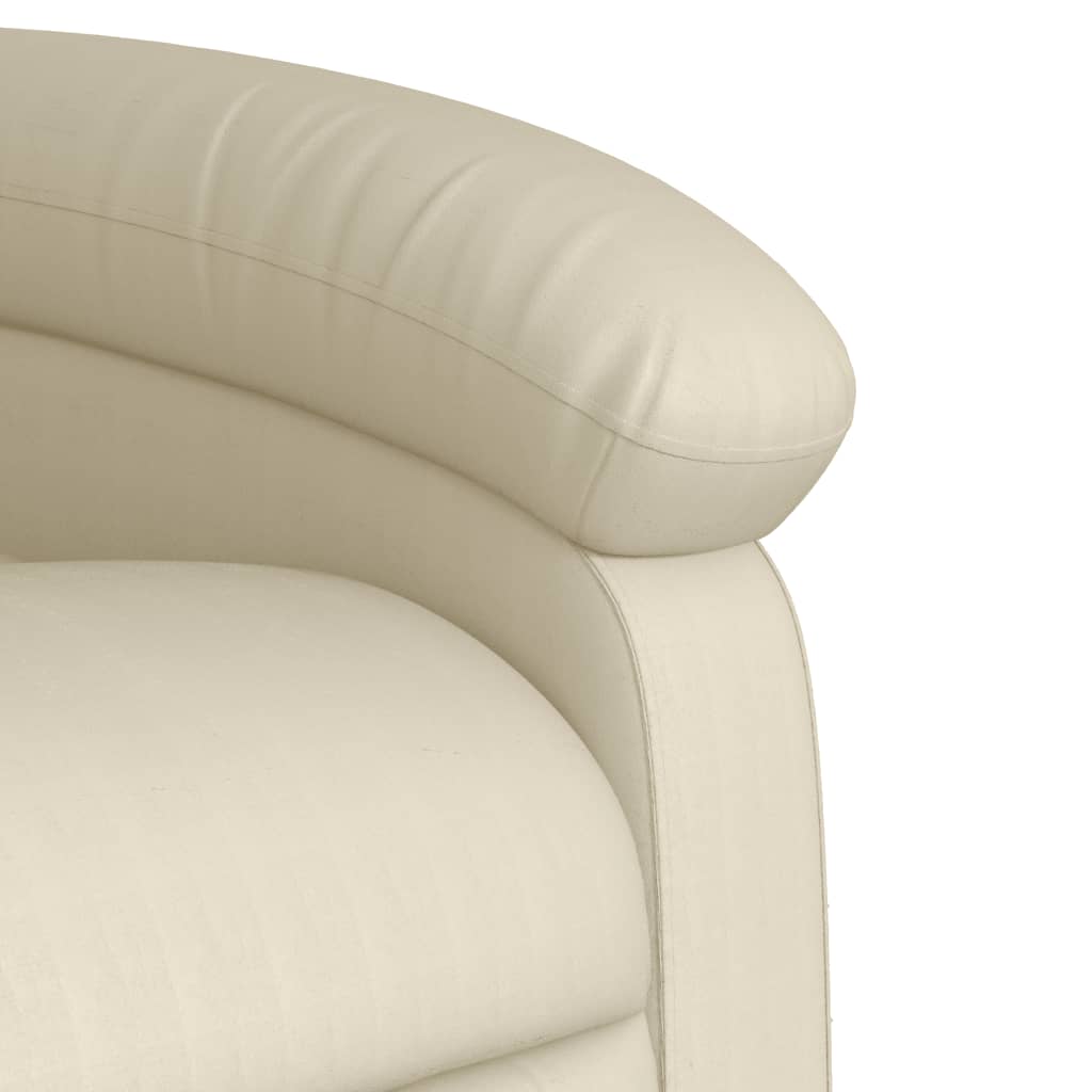 vidaXL masāžas krēsls, paceļams, atgāžams, krēmkrāsas mākslīgā āda