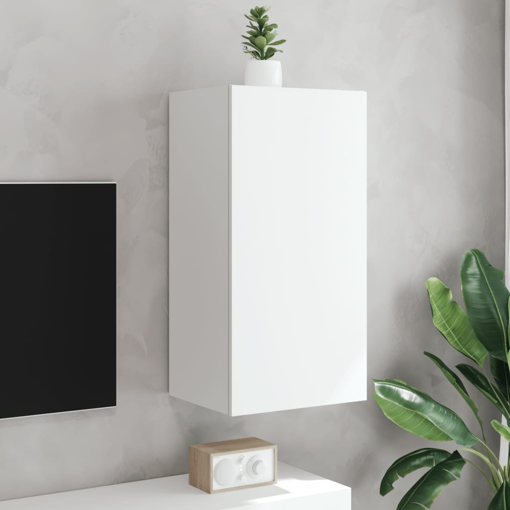 vidaXL TV galdiņš ar LED lampiņām, balti, 40,5x35x80 cm