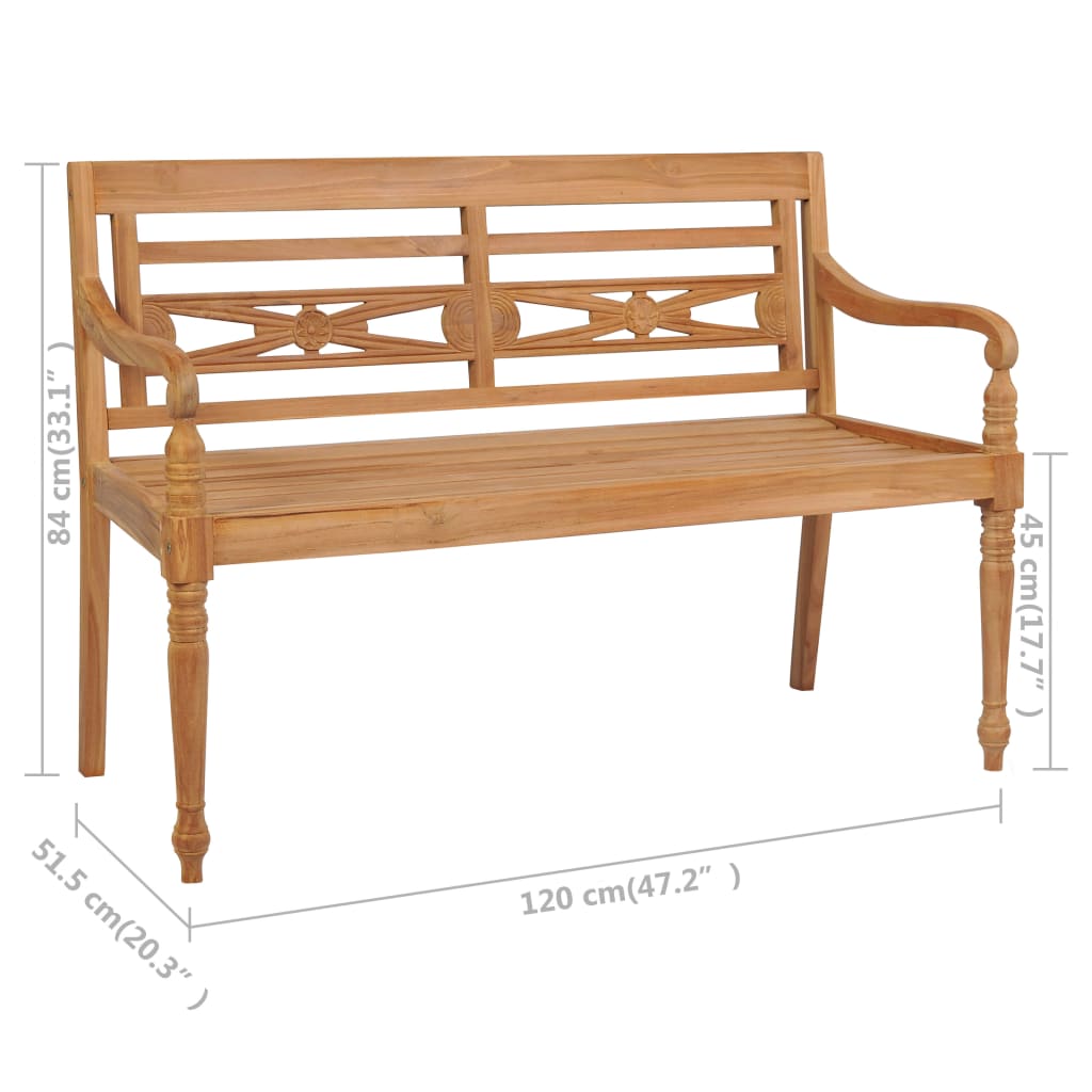 vidaXL sols ar bēšu matraci, 120 cm, masīvs tīkkoks