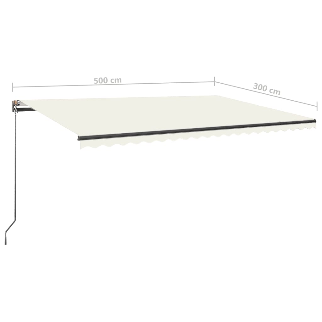 vidaXL izvelkama markīze, LED, vēja sensors, 500x300 cm, krēmkrāsas