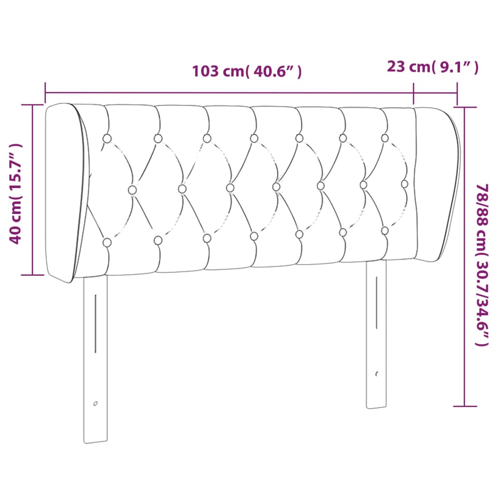 vidaXL galvgalis ar malām, 103x23x78/88 cm, tumši pelēks audums