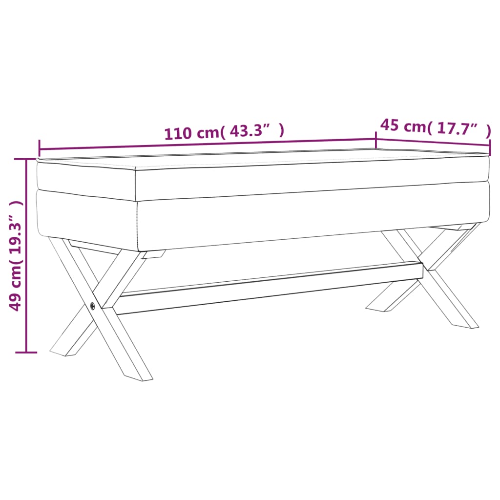 vidaXL uzglabāšanas sols, rozā, 110x45x49 cm, samts