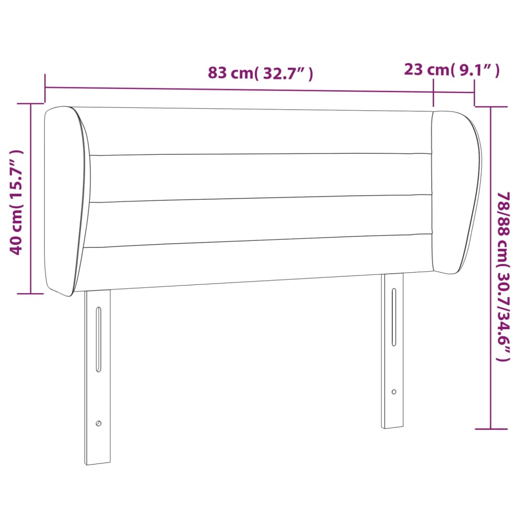 vidaXL galvgalis ar malām, 83x23x78/88 cm, tumši pelēks audums