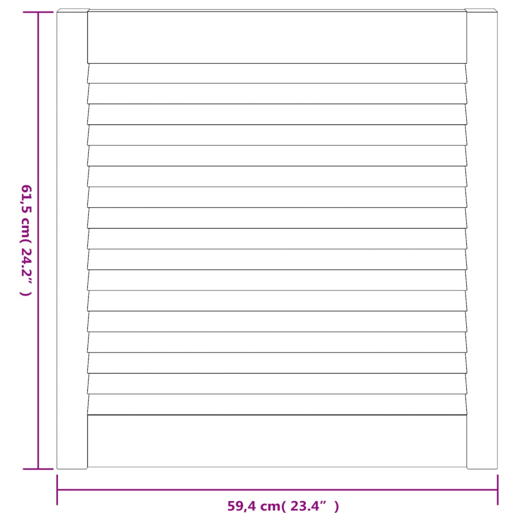 vidaXL skapja durvis, žalūziju dizains, 2 gab., 61,5x59,4 cm, priede