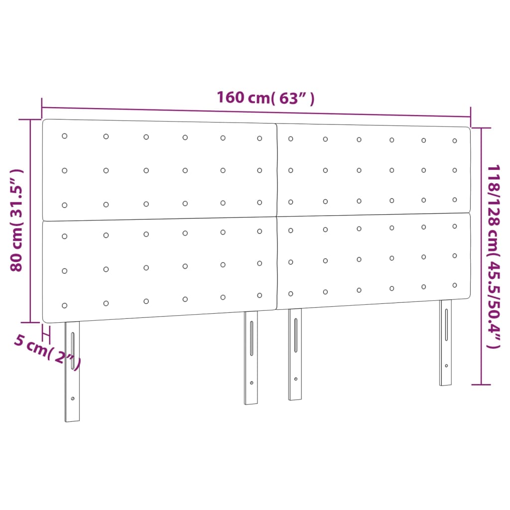 vidaXL gultas galvgalis ar LED, 160x5x118/128 cm, pelēkbrūns audums