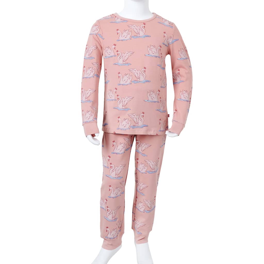 Bērnu pidžama ar garām piedurknēm, gaiši rozā, 116