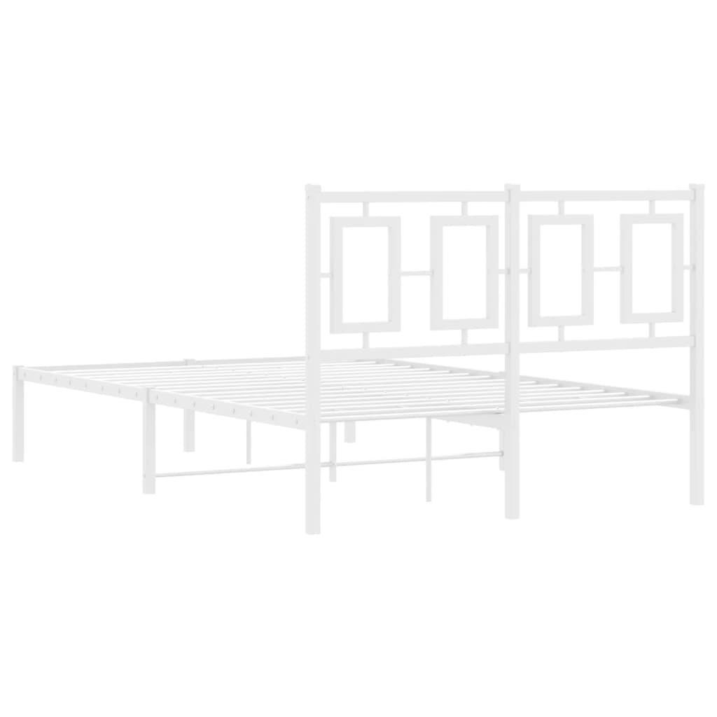 vidaXL gultas rāmis ar galvgali, balts metāls, 120x200 cm