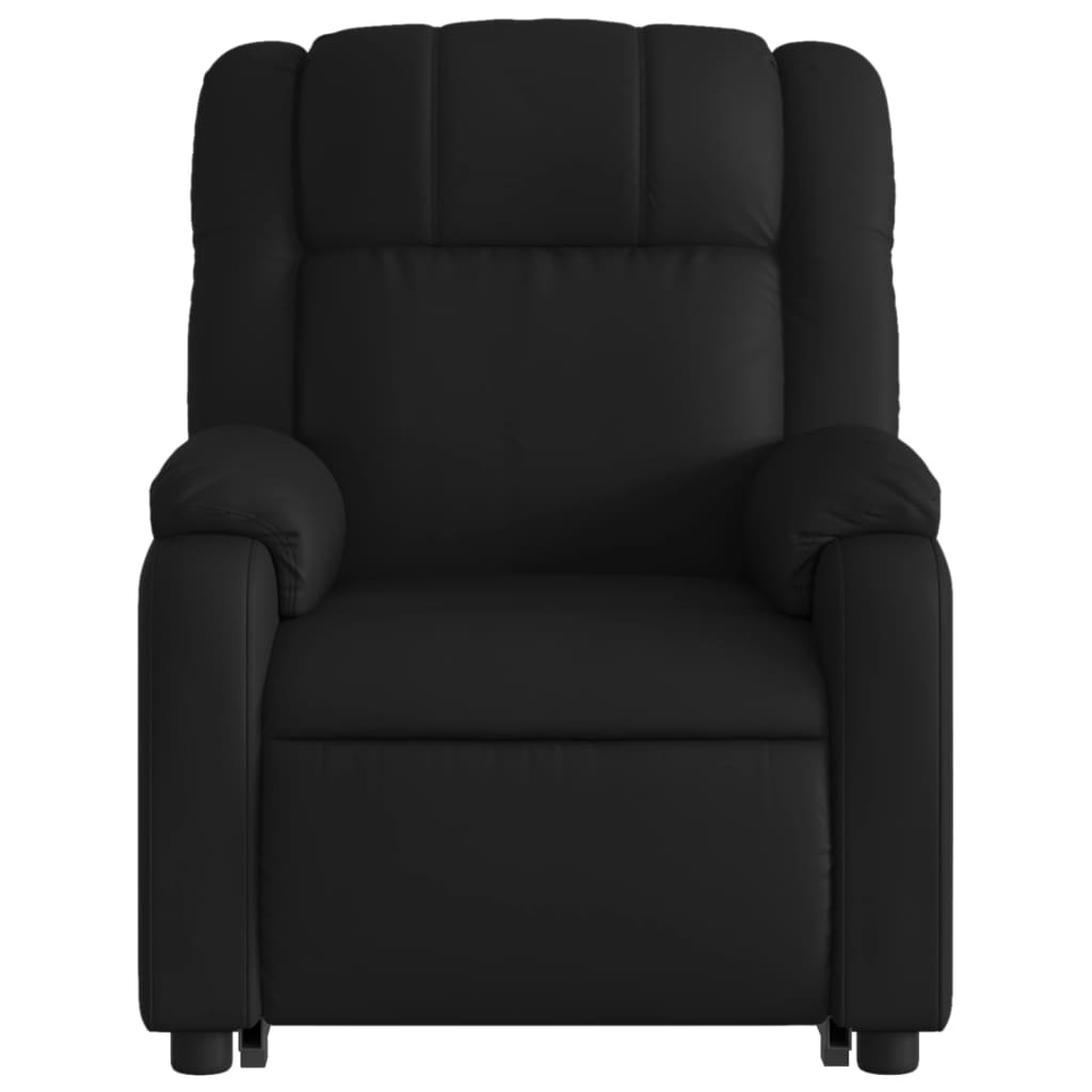 vidaXL atpūtas krēsls, paceļams, atgāžams, melna mākslīgā āda