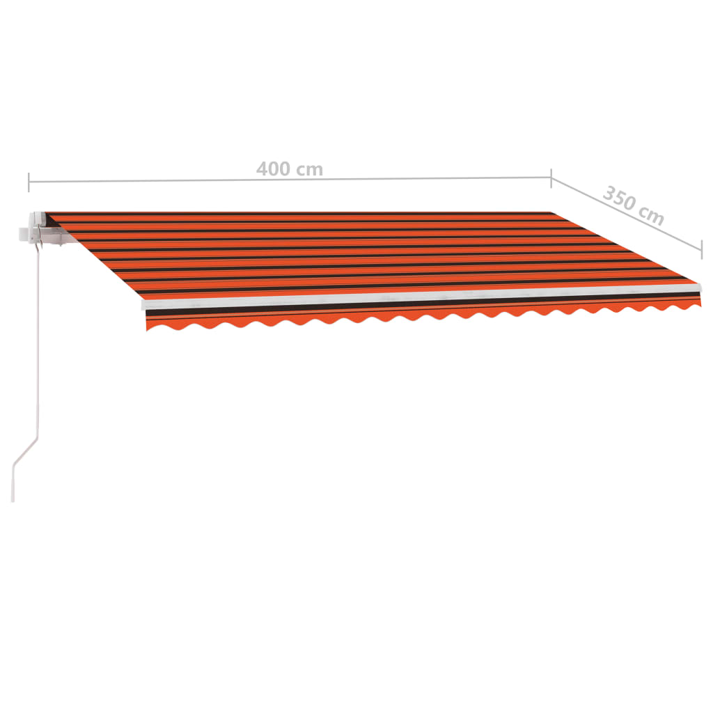 vidaXL izvelkama markīze ar kātu, 400x350 cm, manuāla, oranža/brūna