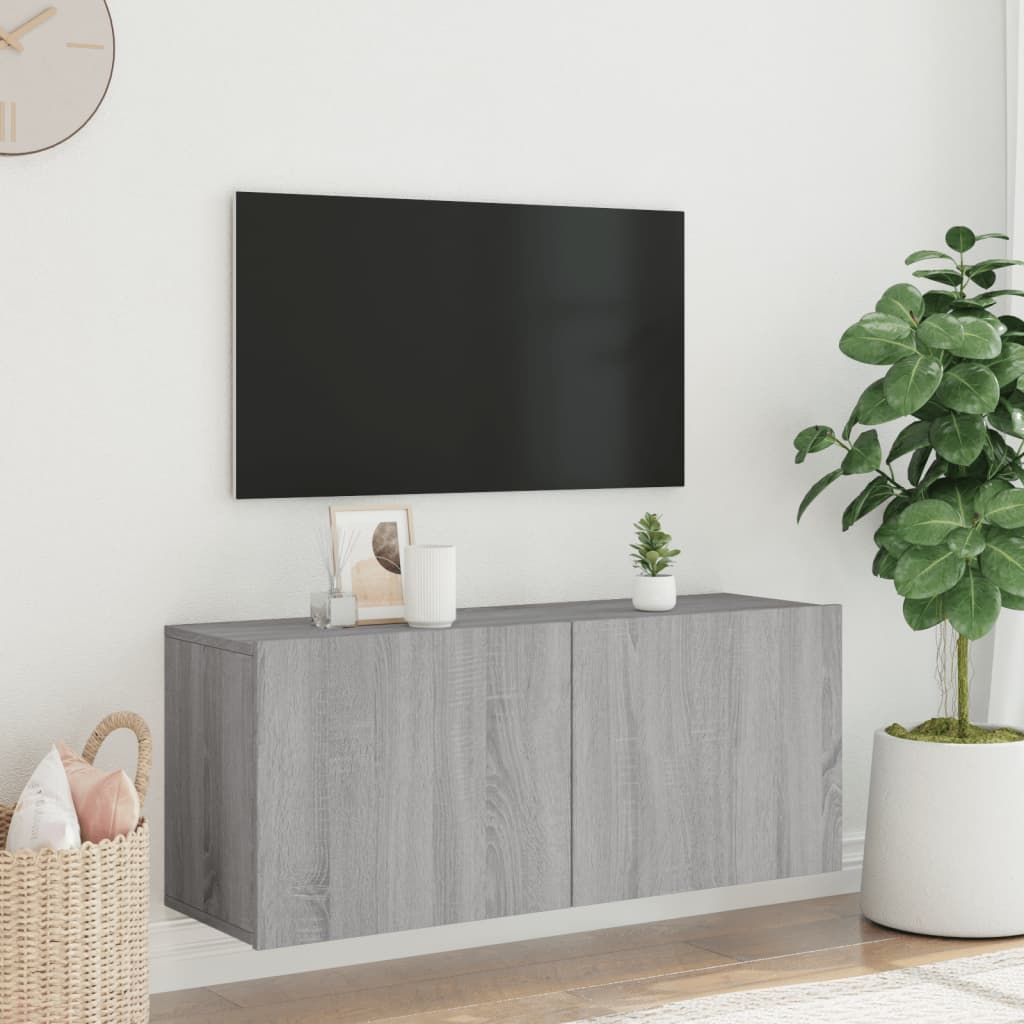 vidaXL TV sienas skapītis, pelēka ozola, 100x30x41 cm