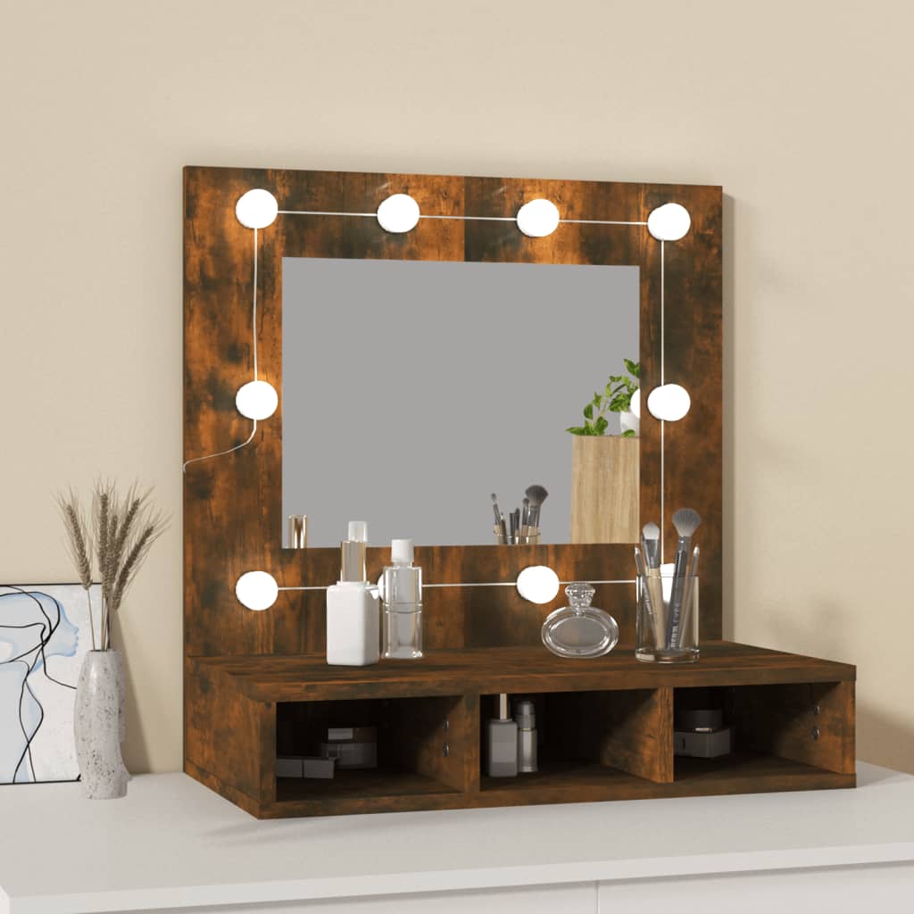 vidaXL spoguļskapītis ar LED, ozolkoka krāsa, 60x31,5x62 cm