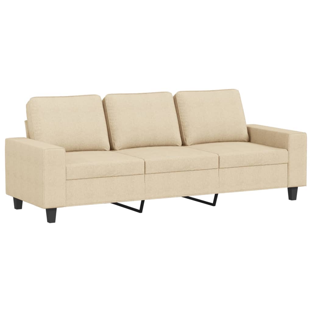vidaXL divdaļīgs dīvānu komplekts, krēmkrāsas audums
