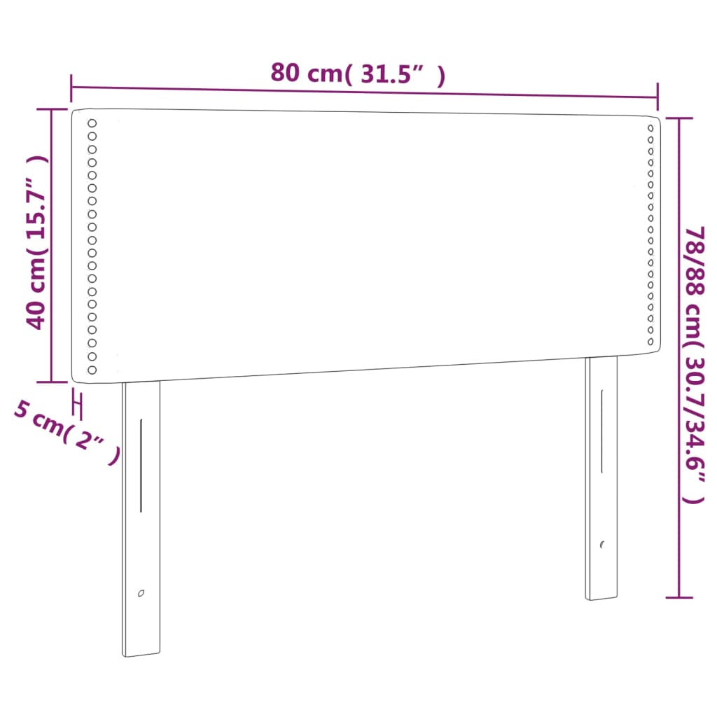 vidaXL gultas galvgalis ar LED, 80x5x78/88 cm, rozā samts